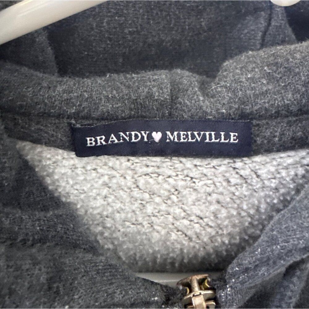 Brandy Melville Dark Gray Cropped Zip-Up Hoodie Jacket size small - Picture 3 of 5